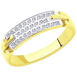 Кольцо из желтого золота с родированием с бриллиантами 1011983-2