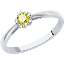 Кольцо из белого золота с искусственно выращенными бриллиантами 1012063-5