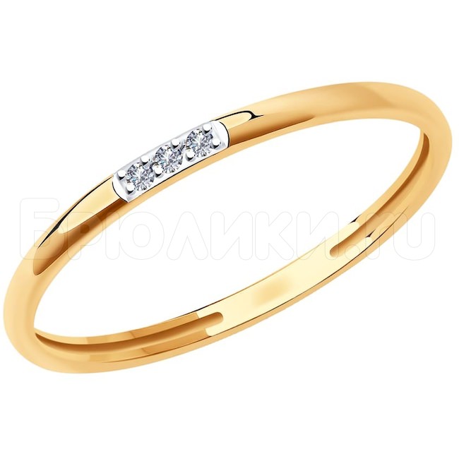 Кольцо из золота с искусственно выращенными бриллиантами 1012099-5