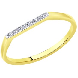 Кольцо из желтого золота с родированием с бриллиантами Swarovski (иск.) 1012103-5