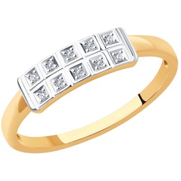 Кольцо из золота с родированием с бриллиантами 1012105