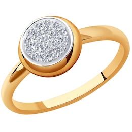 Кольцо из золота с родированием с бриллиантами 1012108