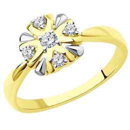 Кольцо из желтого золота с бриллиантами 1012113-2