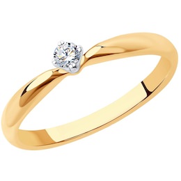 Кольцо из комбинированного золота с бриллиантом 1012120