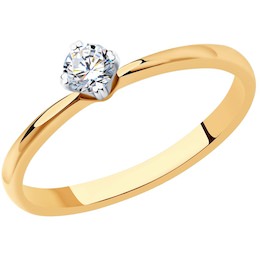 Кольцо из комбинированного золота с бриллиантом 1012141