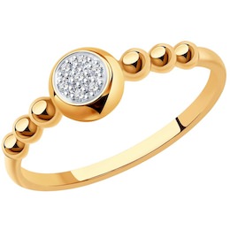 Кольцо из золота с родированием с бриллиантами 1012146
