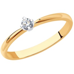 Кольцо из комбинированного золота с бриллиантом 1012153