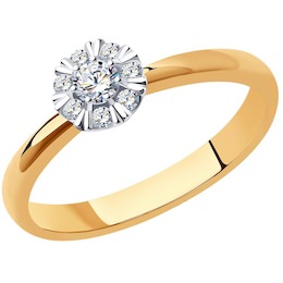 Кольцо из комбинированного золота с бриллиантами 1012155