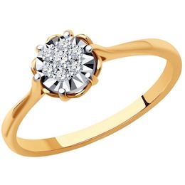 Кольцо из комбинированного золота с родированием с бриллиантами 1012159