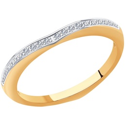 Кольцо из золота с родированием с бриллиантами 1012165
