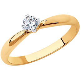 Кольцо из комбинированного золота с бриллиантом 1012167