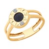Кольцо из золота с родированием с бриллиантами и авантюрином 1012183