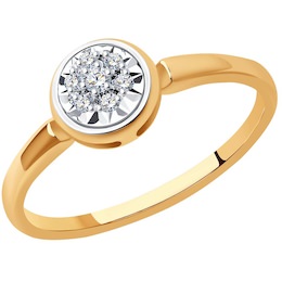 Кольцо из комбинированного золота с родированием с бриллиантами 1012185