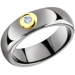 Кольцо из желтого золота с бриллиантами и керамическими вставками 6015077-2