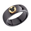 Кольцо из золота с черными облагороженными бриллиантами и керамической вставкой 6015091