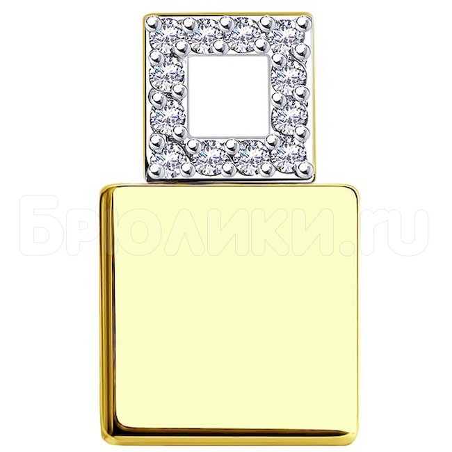 Подвеска из желтого золота с родированием с бриллиантами и керамической вставкой 6035074