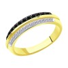Кольцо из желтого золота с родированием с бриллиантами и бриллиантами 7010071-2