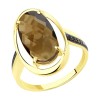 Кольцо из желтого золота с родированием с раухтопазом и фианитами 715883-2