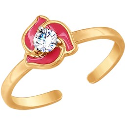 Кольцо из золота с эмалью и фианитом 8-010003