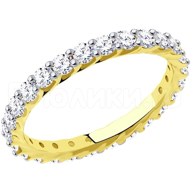 Кольцо из желтого золота с родированием со Swarovski Zirconia 81010490-2
