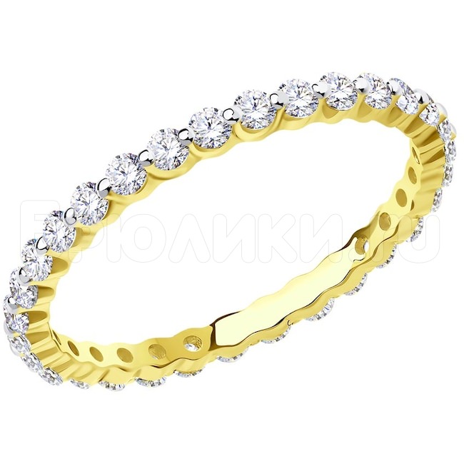 Кольцо из желтого золота с родированием со Swarovski Zirconia 81010505-2