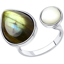 Кольцо из серебра с полудрагоценными вставками 83010074