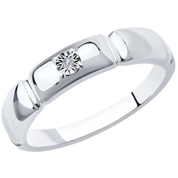 Кольцо из серебра с родированием с бриллиантом 87010041
