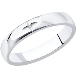 Кольцо из серебра с родированием с бриллиантом 87010043