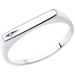 Кольцо из серебра с родированием с бриллиантом 87010057