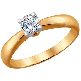 Кольцо из комбинированного золота с бриллиантом 9010040-36