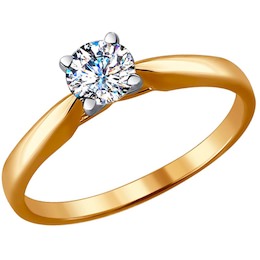 Кольцо из комбинированного золота с бриллиантом 9010042-36