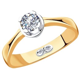 Кольцо из комбинированного золота с бриллиантами 9010063-36