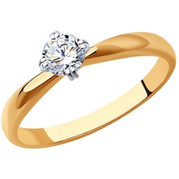 Кольцо из комбинированного золота с бриллиантом 9010067