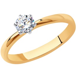 Кольцо из комбинированного золота с бриллиантом 9010071