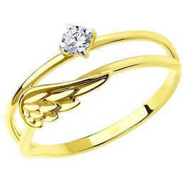 Кольцо из желтого золота с фианитом 018764-2