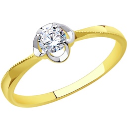 Кольцо из желтого золота с фианитом 018812-2