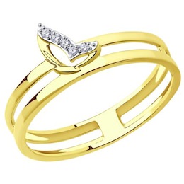Кольцо из желтого золота с фианитами 018816-2