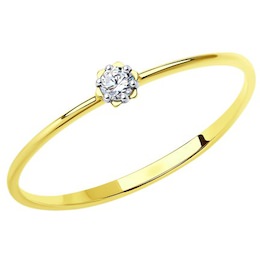 Кольцо из желтого золота с фианитом 018874-2