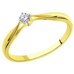 Кольцо из желтого золота с бриллиантом 1011497-2