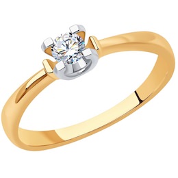 Кольцо из комбинированного золота с бриллиантом 1012224