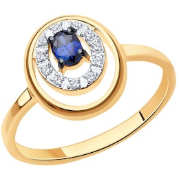 Кольцо из золота с бриллиантами и сапфиром 2011196