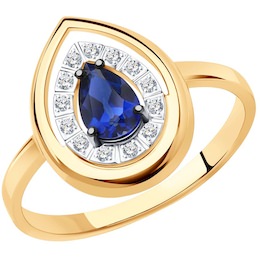 Кольцо из золота с бриллиантами и сапфиром 2011205
