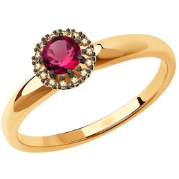Кольцо из золота с бриллиантами и рубином 4010665