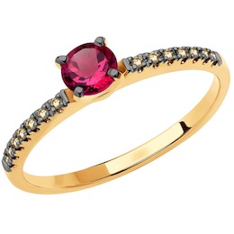 Кольцо из золота с бриллиантами и рубином 4010666