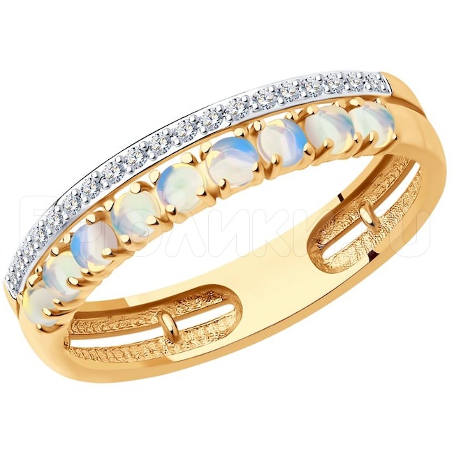 Кольцо из золота с бриллиантами и опалами 6014197