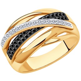 Кольцо из золота с родированием с бриллиантами 7010076