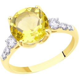 Кольцо из желтого золота с кварцем и Swarovski Zirconia 716632-2