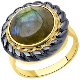 Кольцо из золочёного серебра с лабрадоритом 83010113