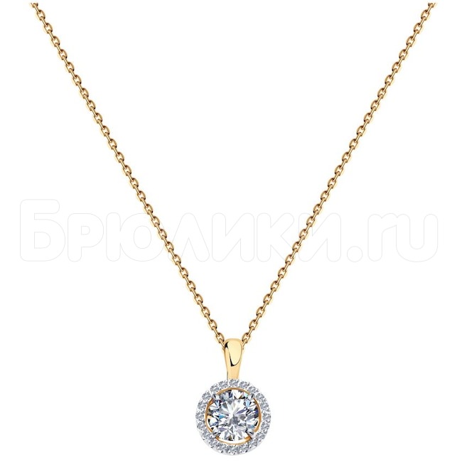 Колье из золота с бриллиантами и бриллиантом 9070013-56