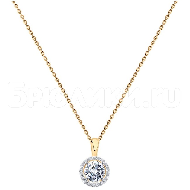 Колье из золота с бриллиантами и бриллиантом 9070014-37
